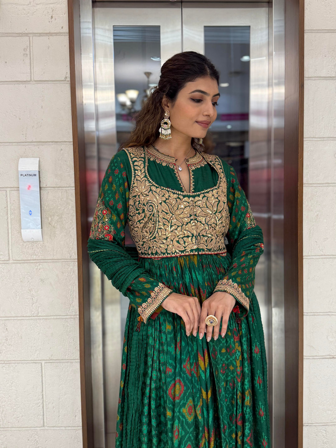 Handcrafted Ikat Silk Anarkali Set with Zari Embroidered Yoke – Available in