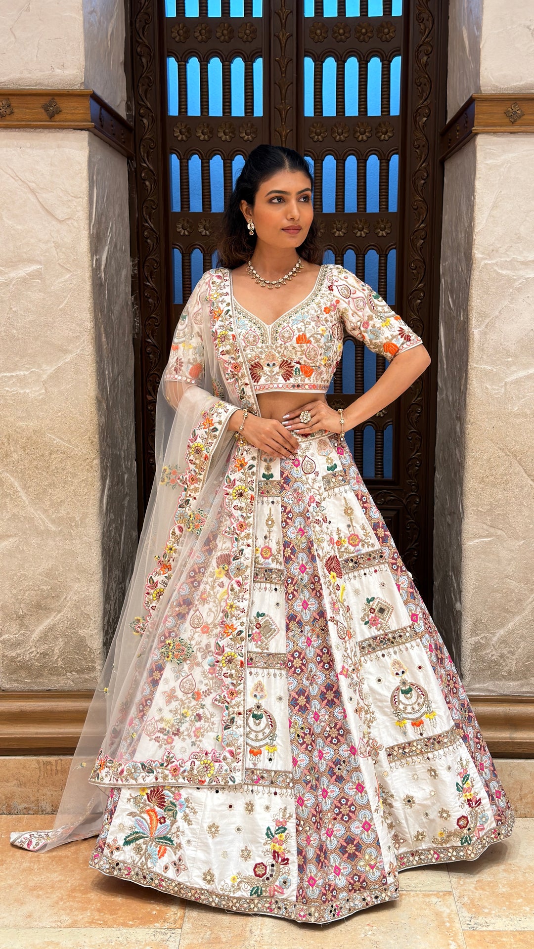 Ivory Heritage Embroidered Bridal Lehenga Set