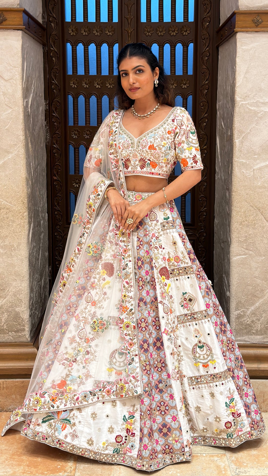 Ivory Heritage Embroidered Bridal Lehenga Set