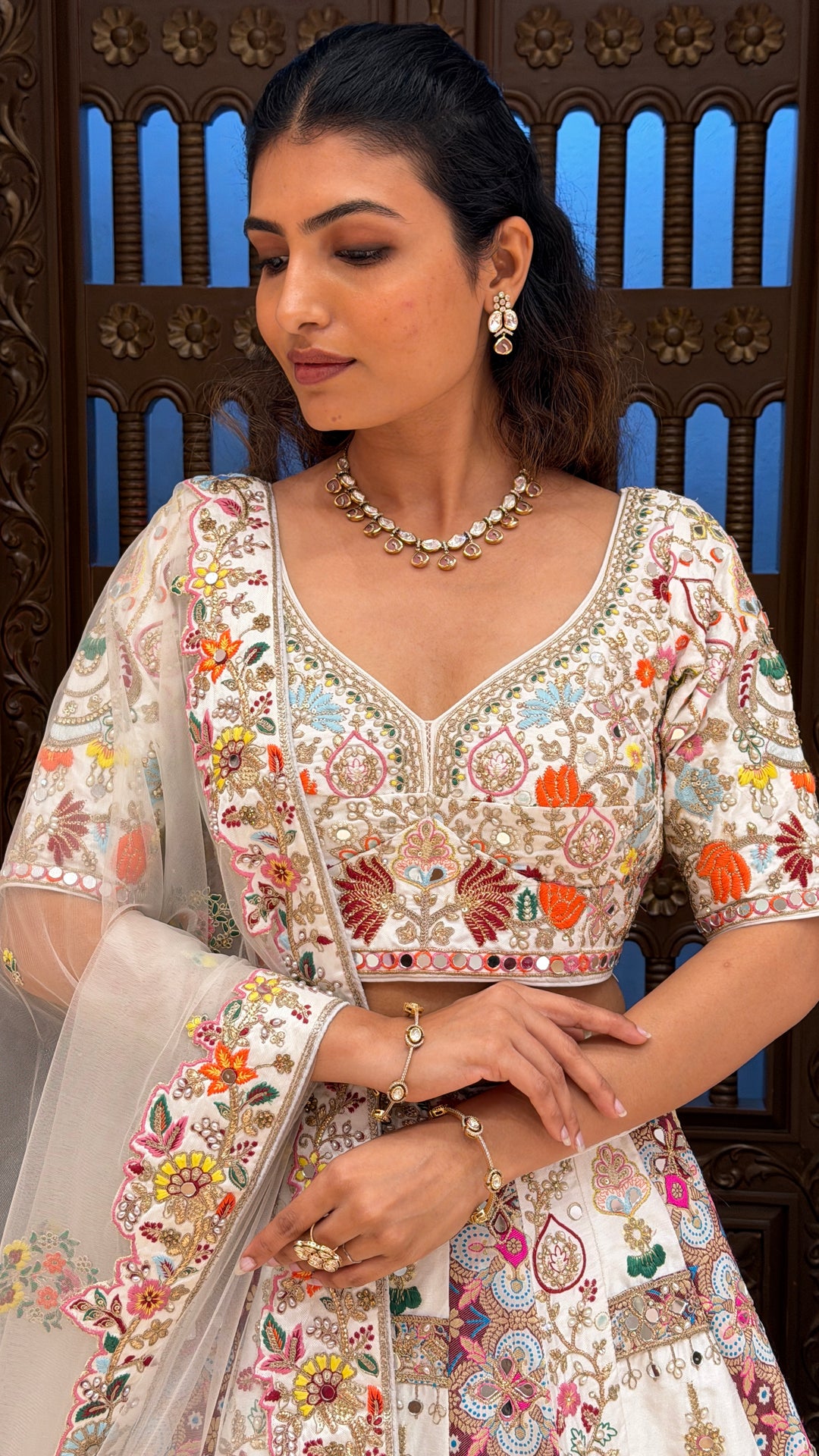 Ivory Heritage Embroidered Bridal Lehenga Set