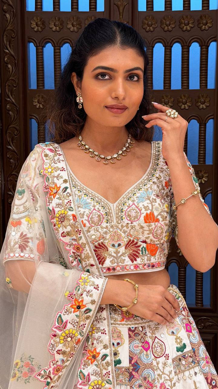 Ivory Heritage Embroidered Bridal Lehenga Set