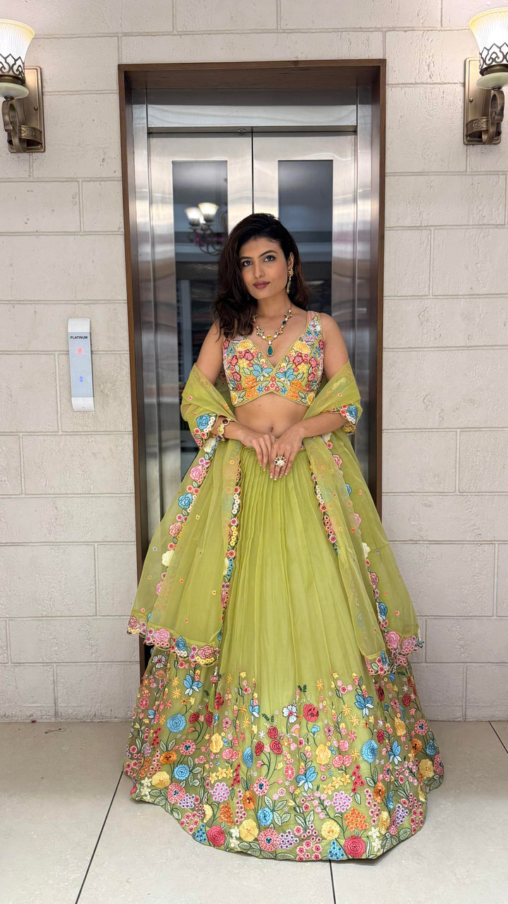 Floral Bliss Embroidered Lehenga Set – Spring Bloom Collection