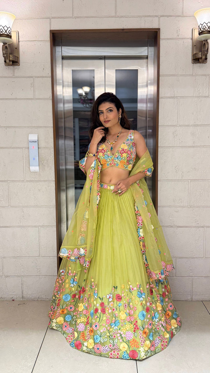 Floral Bliss Embroidered Lehenga Set – Spring Bloom Collection