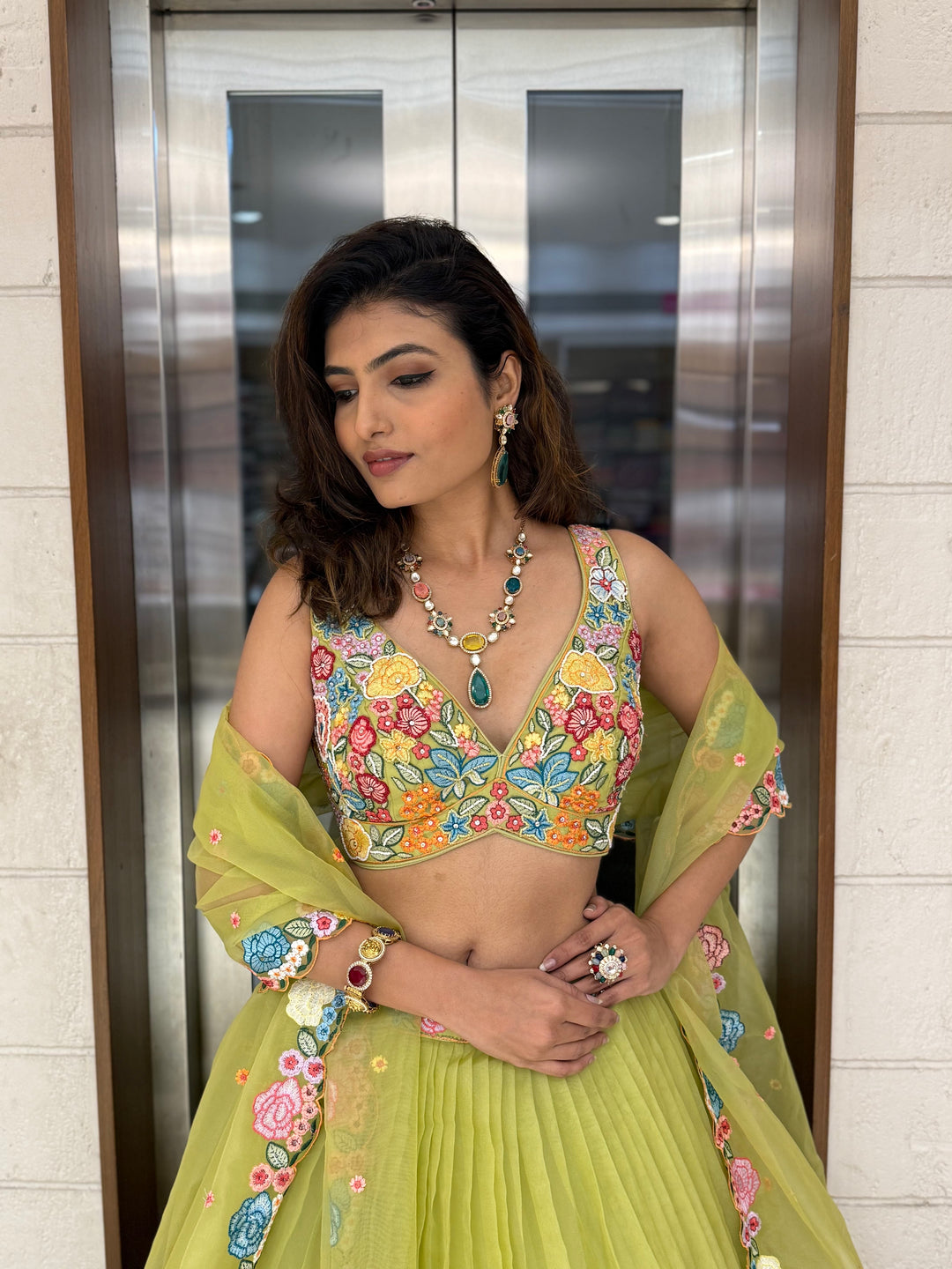 Floral Bliss Embroidered Lehenga Set – Spring Bloom Collection