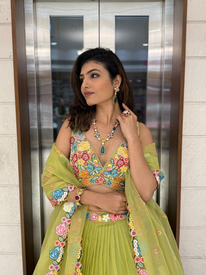 Floral Bliss Embroidered Lehenga Set – Spring Bloom Collection