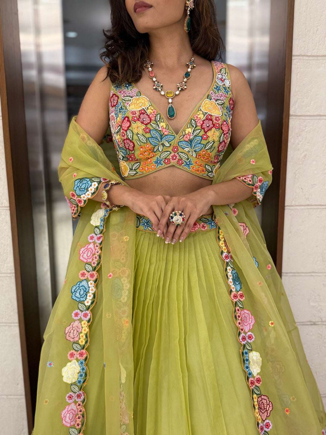 Floral Bliss Embroidered Lehenga Set – Spring Bloom Collection