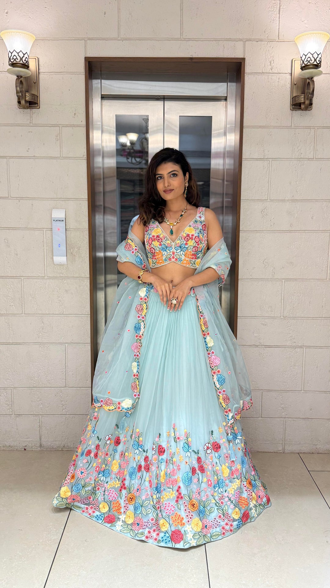 Floral Bliss Embroidered Lehenga Set – Spring Bloom Collection