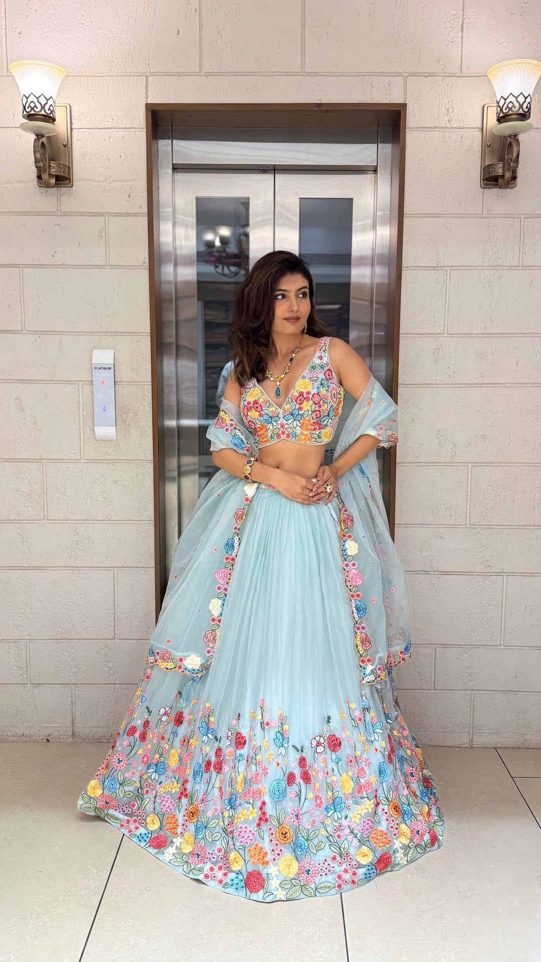 Floral Bliss Embroidered Lehenga Set – Spring Bloom Collection