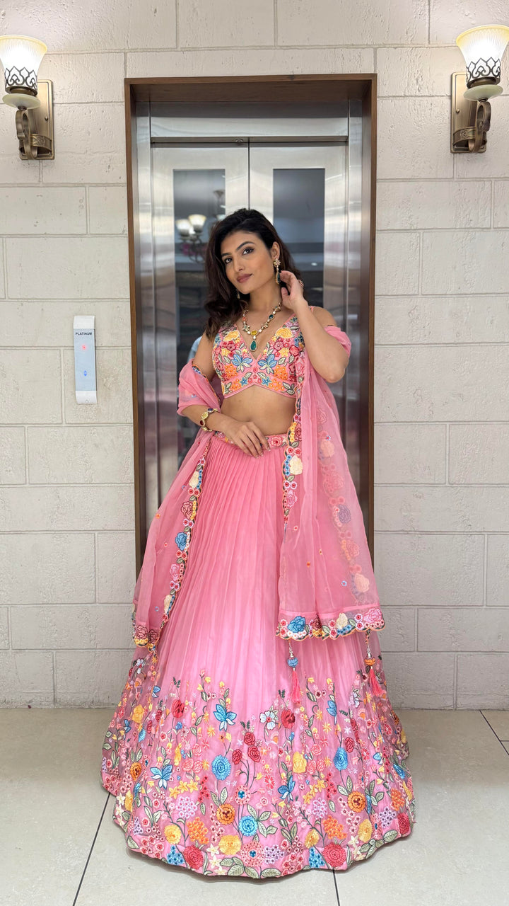 Floral Bliss Embroidered Lehenga Set – Spring Bloom Collection