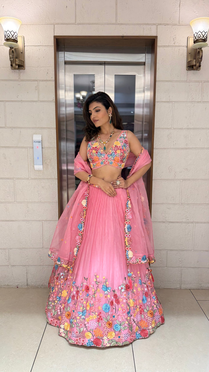 Floral Bliss Embroidered Lehenga Set – Spring Bloom Collection