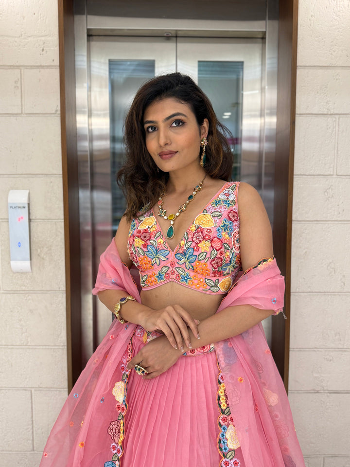 Floral Bliss Embroidered Lehenga Set – Spring Bloom Collection