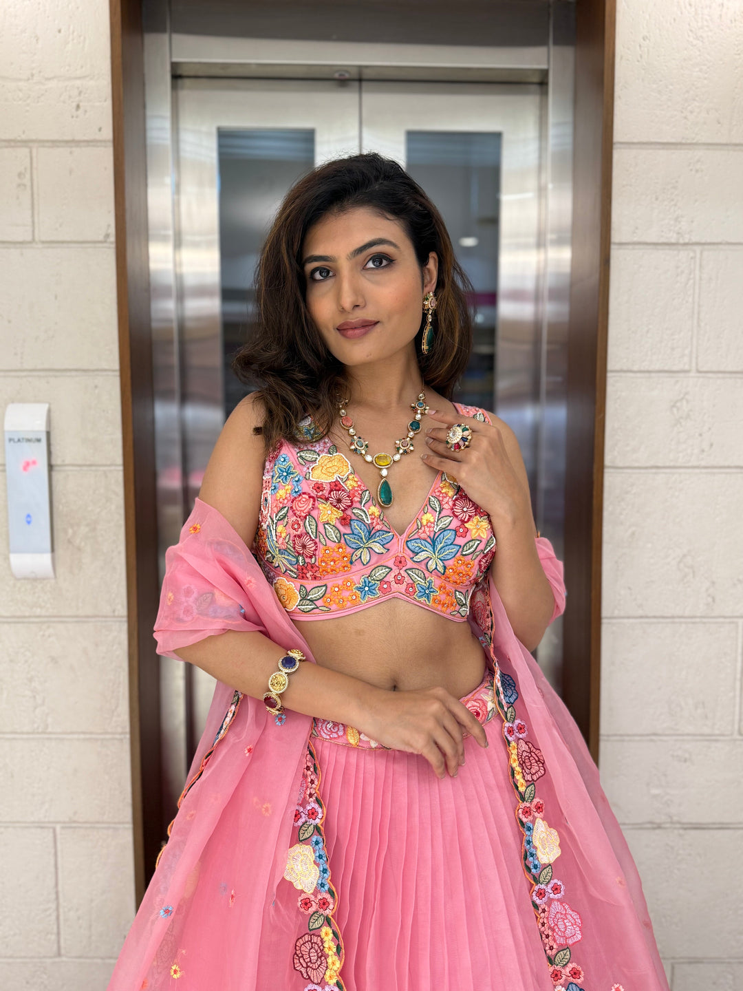 Floral Bliss Embroidered Lehenga Set – Spring Bloom Collection