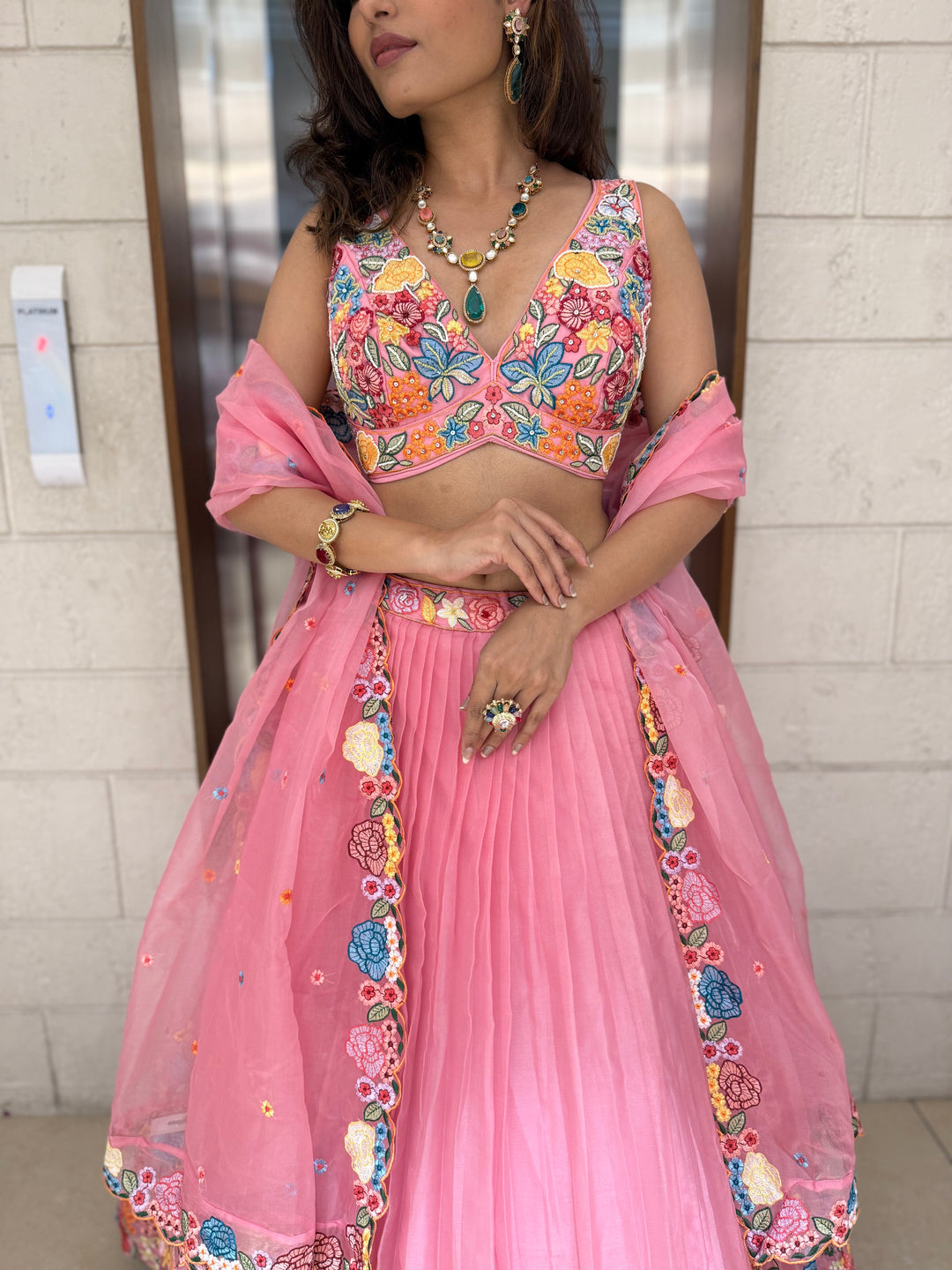 Floral Bliss Embroidered Lehenga Set – Spring Bloom Collection