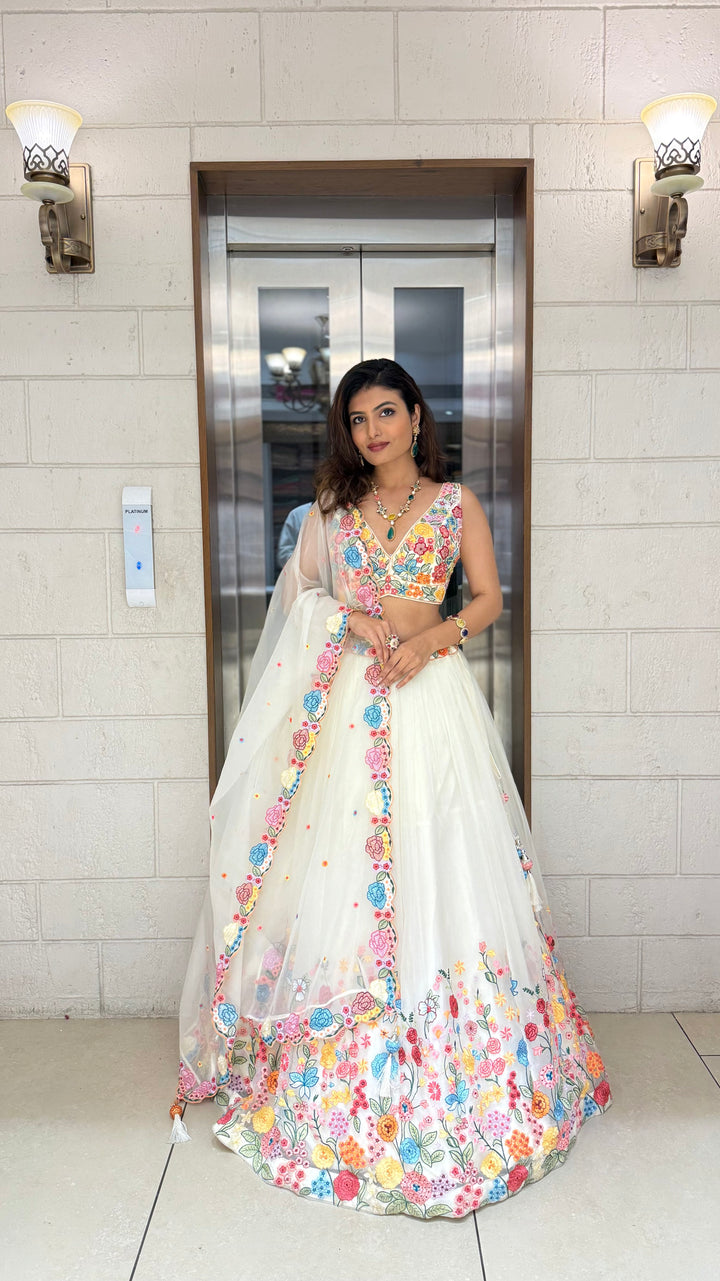 Floral Bliss Embroidered Lehenga Set – Spring Bloom Collection