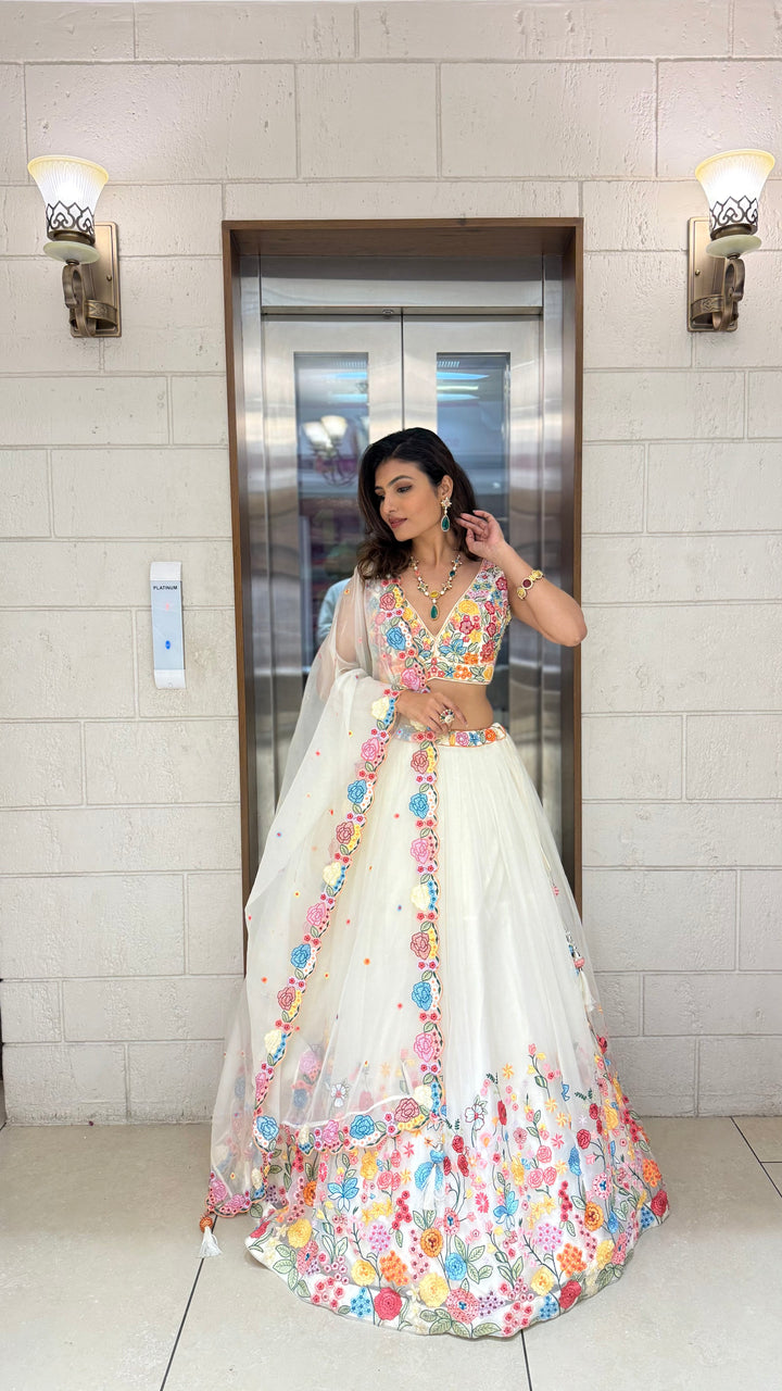 Floral Bliss Embroidered Lehenga Set – Spring Bloom Collection