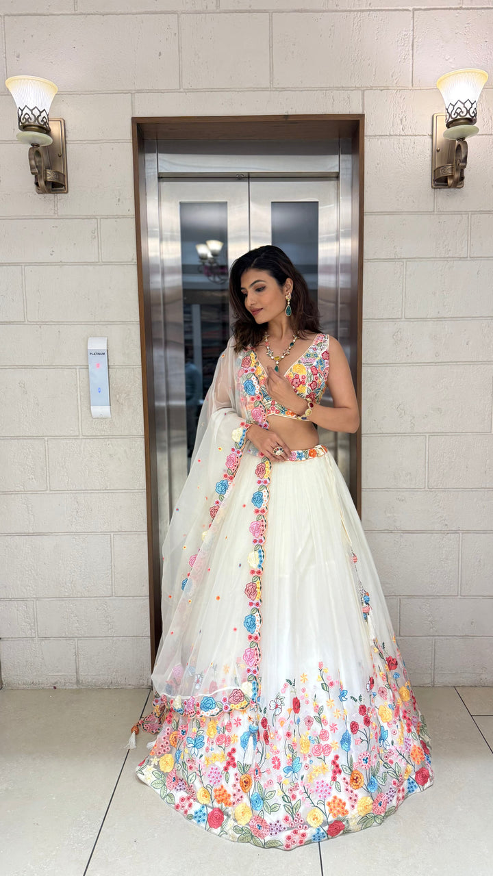 Floral Bliss Embroidered Lehenga Set – Spring Bloom Collection