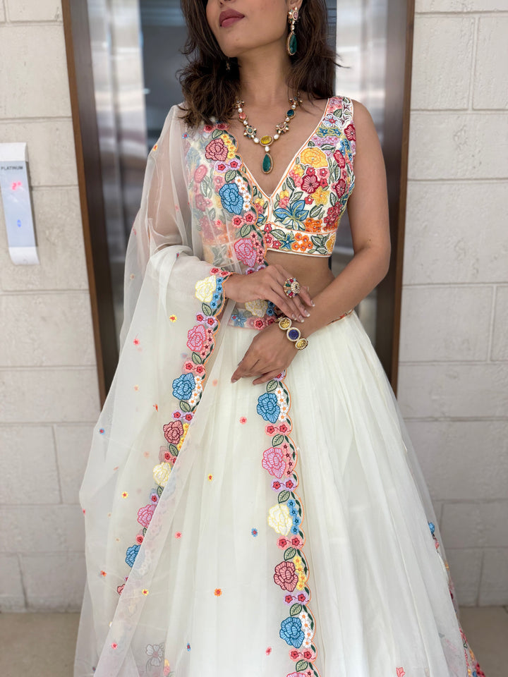 Floral Bliss Embroidered Lehenga Set – Spring Bloom Collection