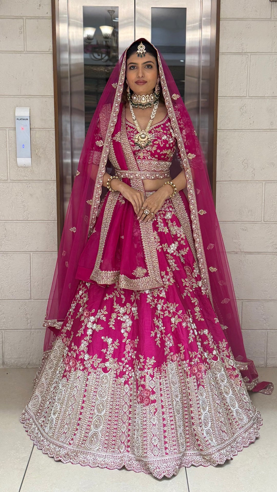 Hot Pink Heavy Hand-Embroidered Bridal Lehenga with Double Dupatta Hot Pink Heavy Hand-Embroidered Bridal Lehenga with Double Dupatta