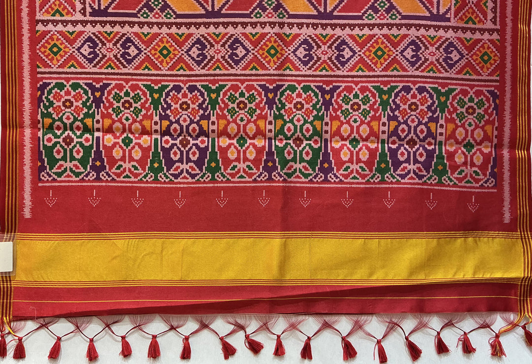 Patan Patola Inspired Royal Purple Saree with Kunjar & Peacock Geometric Motifs P383