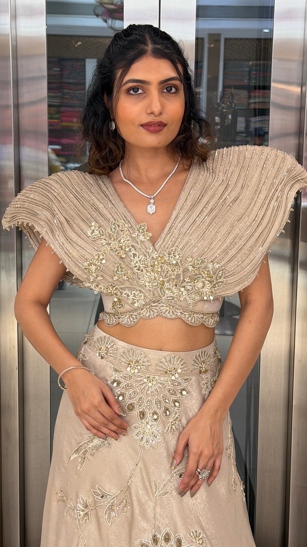 Champagne Gold Couture Mermaid Lehenga Set