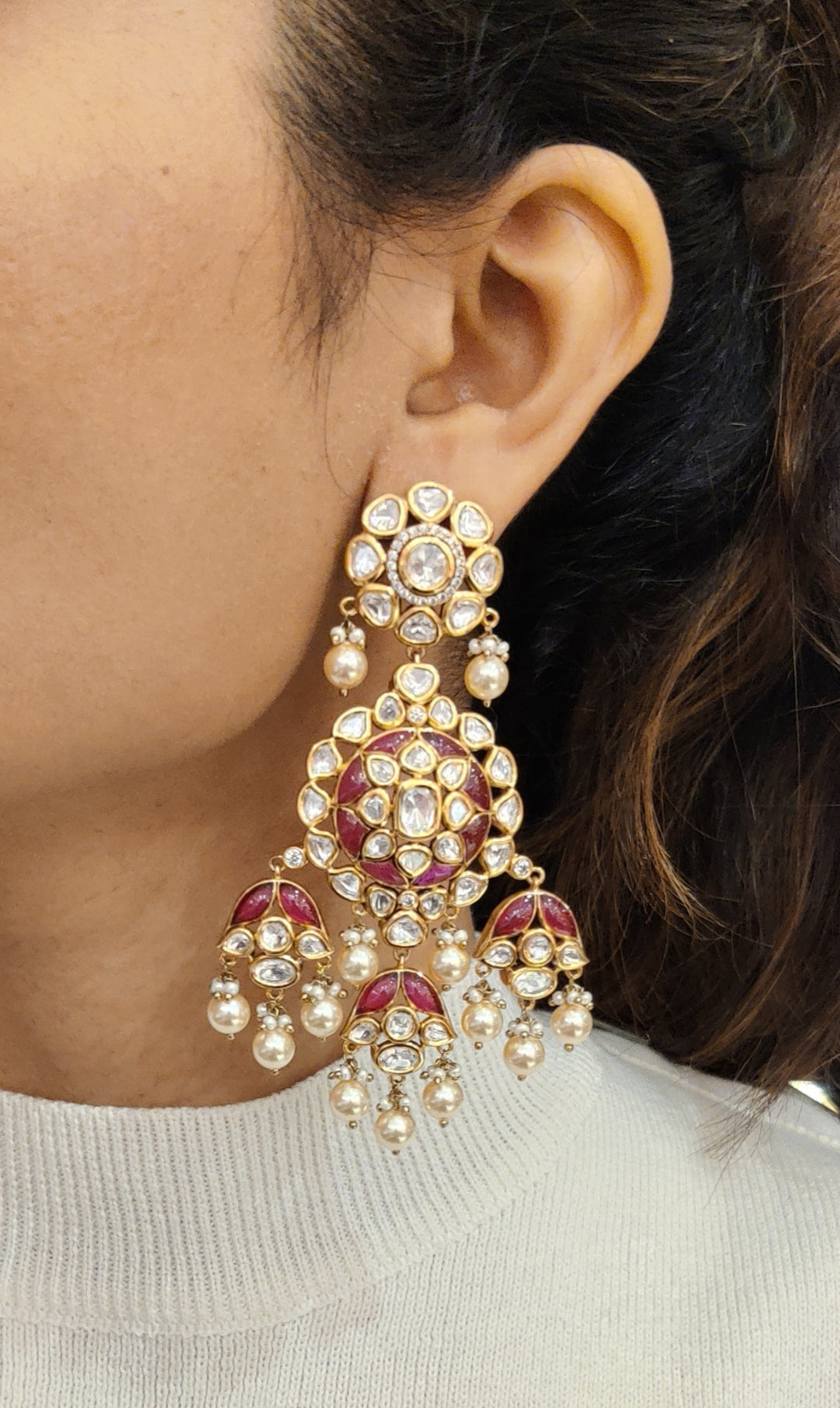 Ruby Red Kundan Bridal Necklace Set with Pearls – Premium Handcrafted Wedding Jewellery