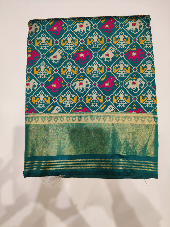 Patola Weaving Silk Saree with Traditional Ikat Diamond Weave & Rich Zari Border