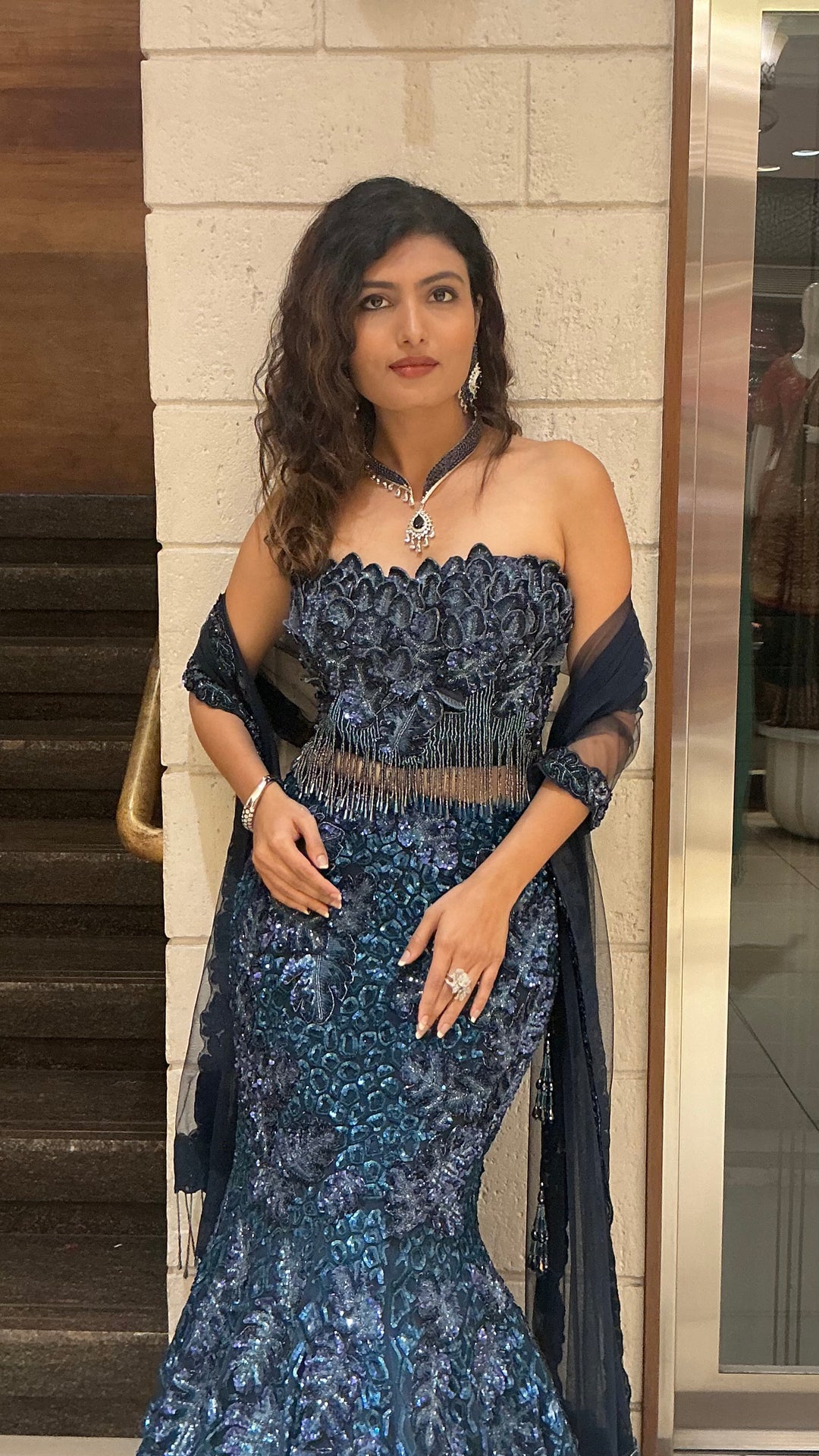 Teal Blue Sequin Designer Heavy Embroidered Bridal Lehenga Set