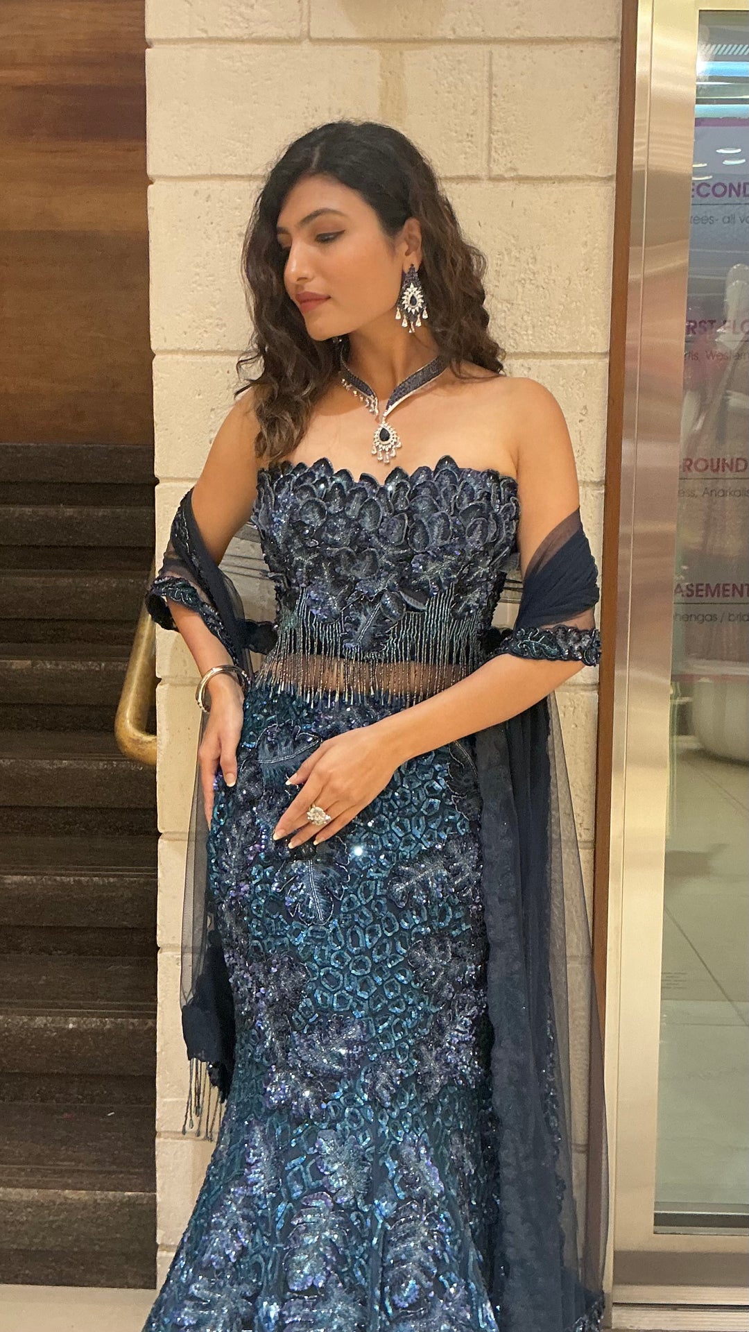 Teal Blue Sequin Designer Heavy Embroidered Bridal Lehenga Set