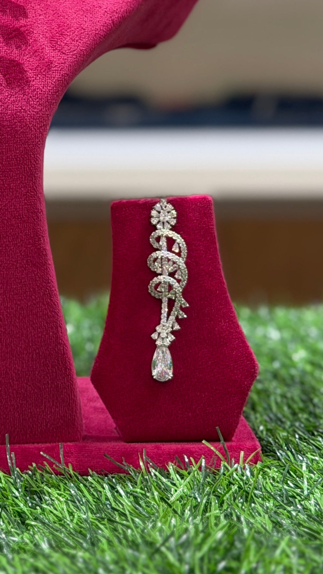 Luxury CZ Open Front Necklace Set with Designer Drop Earrings