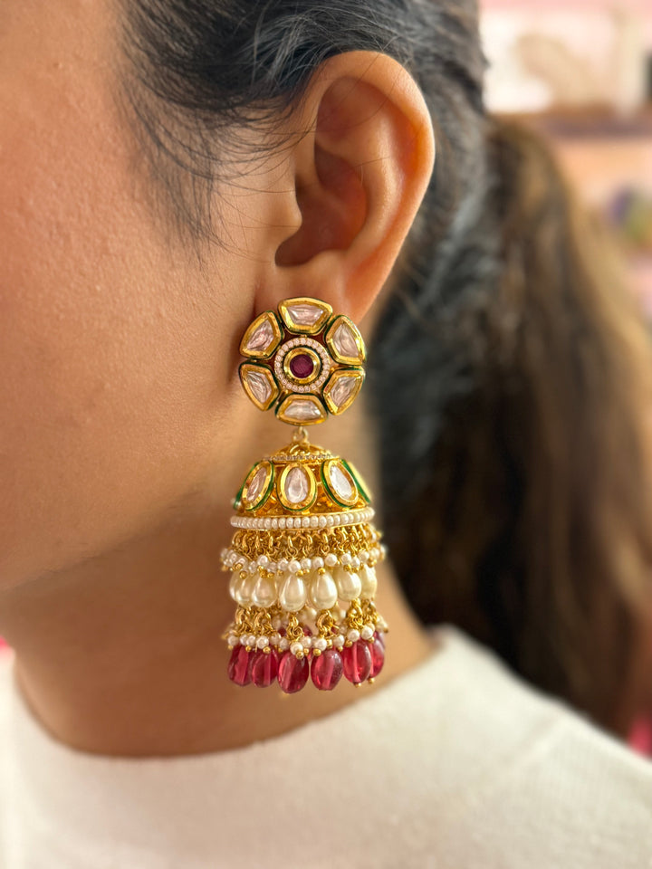 Royal Red Kundan Bridal Choker Necklace with Matching Maang Tikka