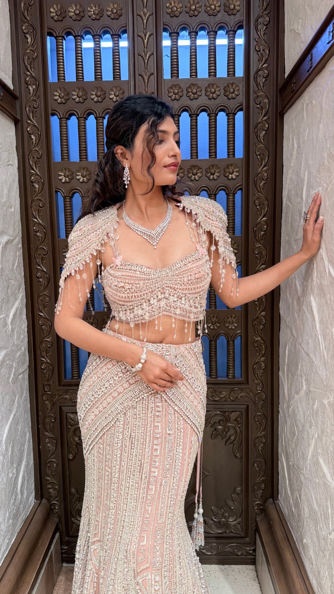 Champagne Gold Heavy Embellished Luxury Mermaid Lehenga Set