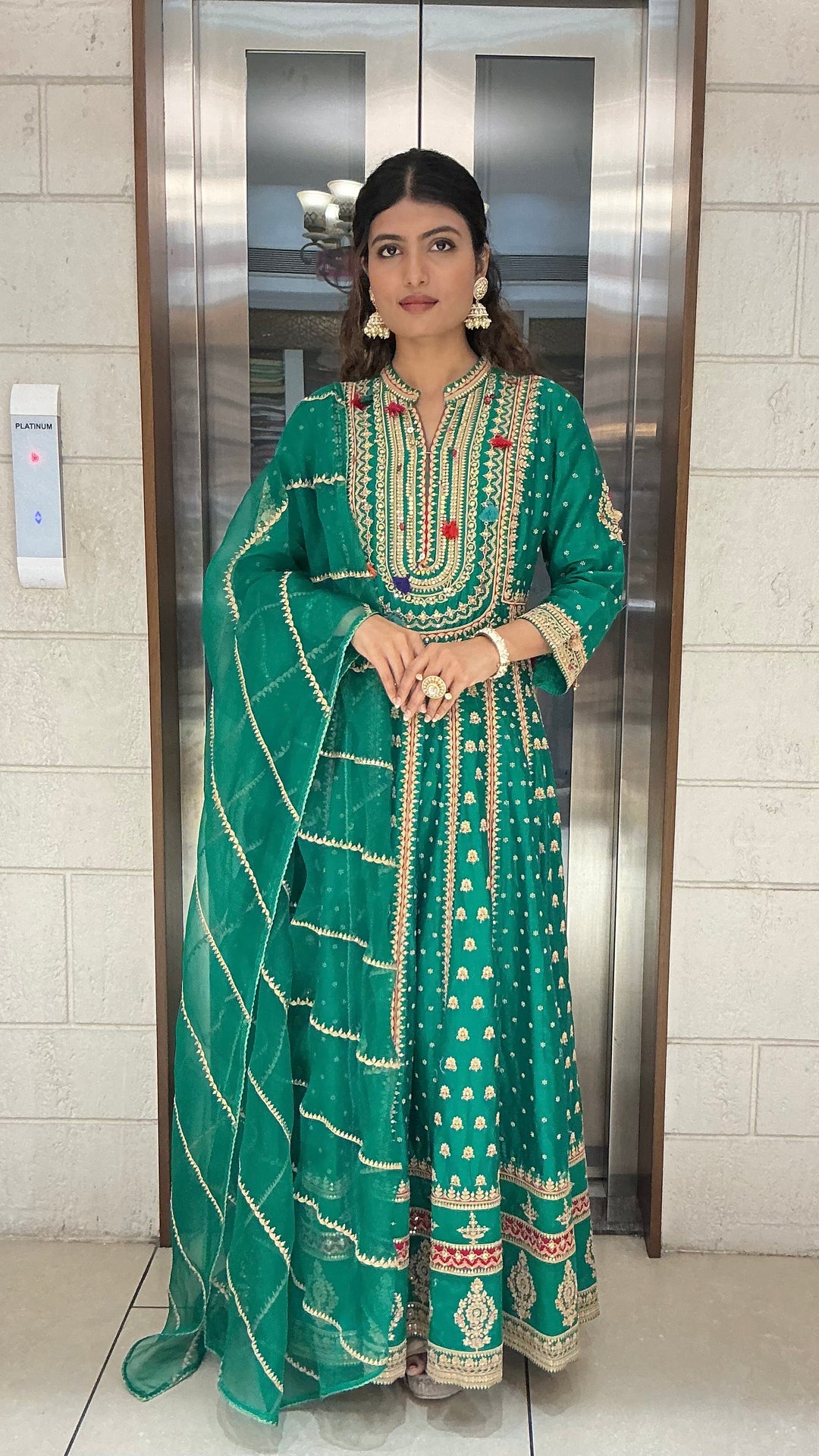 Emerald Green Heavy Embroidered Anarkali Suit Set with Dupatta AMRUT Emerald Green Heavy Embroidered Anarkali Suit Set with Dupatta AMRUT