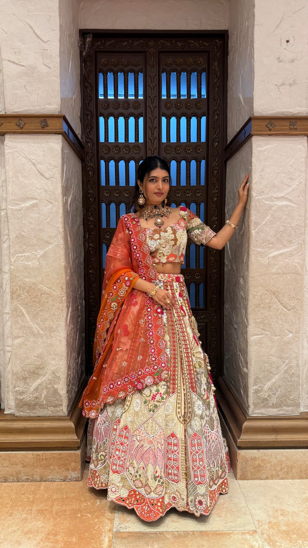 Multicolor Heavy Embroidered Bridal Lehenga with Designer Blouse & Dupatta