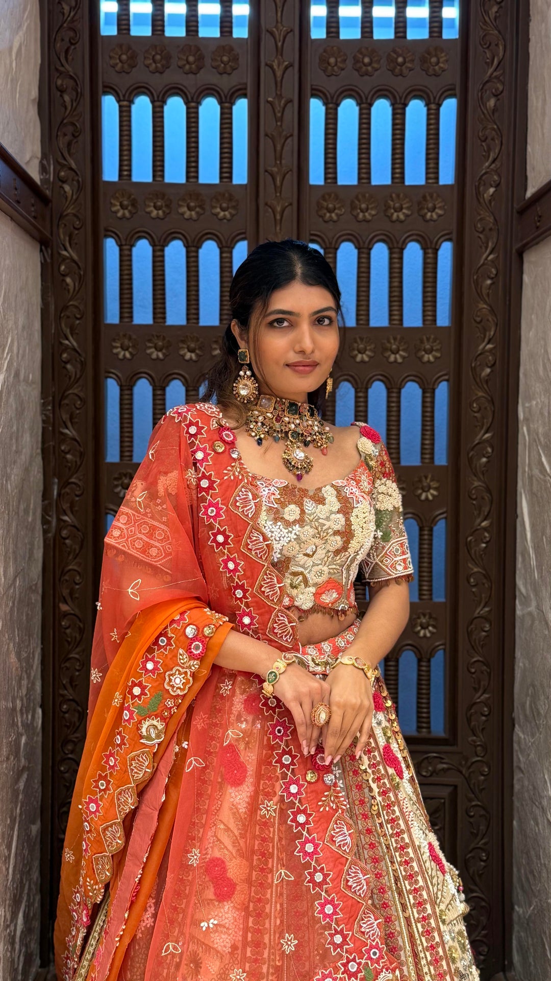 Multicolor Heavy Embroidered Bridal Lehenga with Designer Blouse & Dupatta