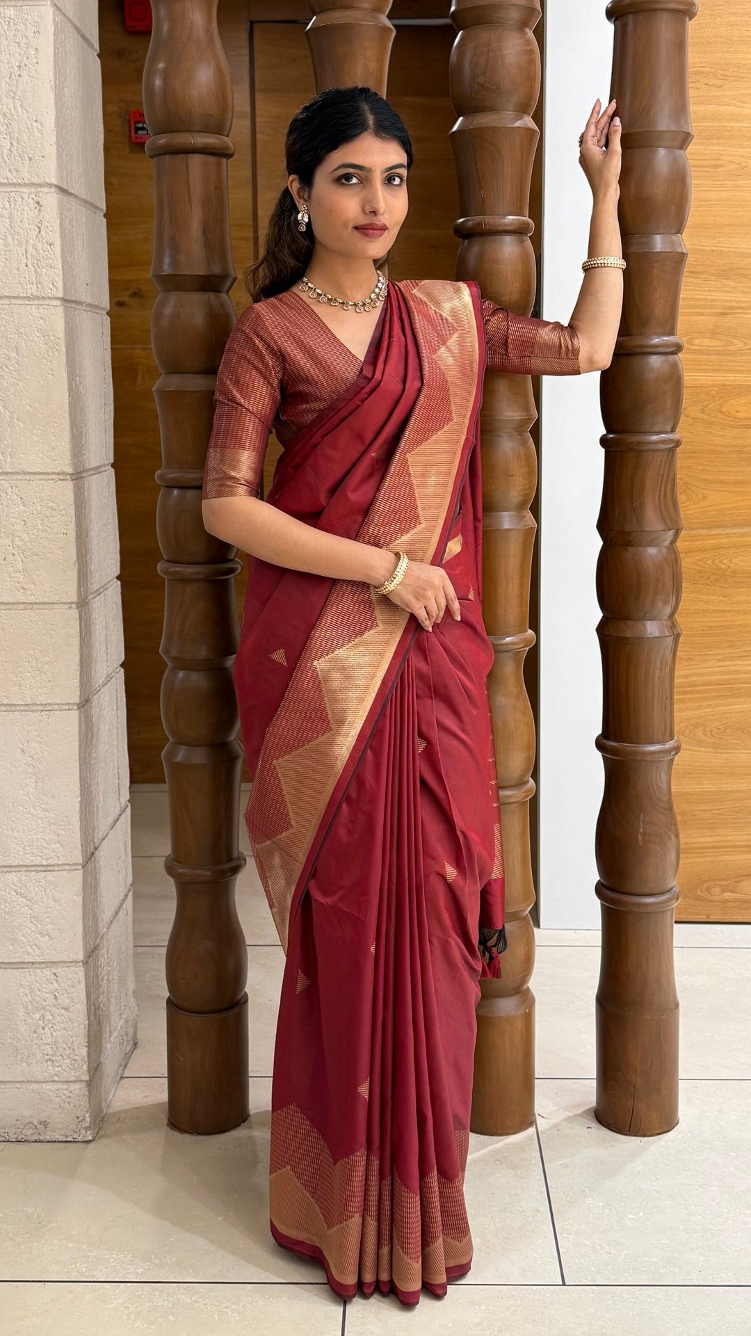 Elegant Soft Silk Saree with Geometric Zari Border Festive & Wedding Collection