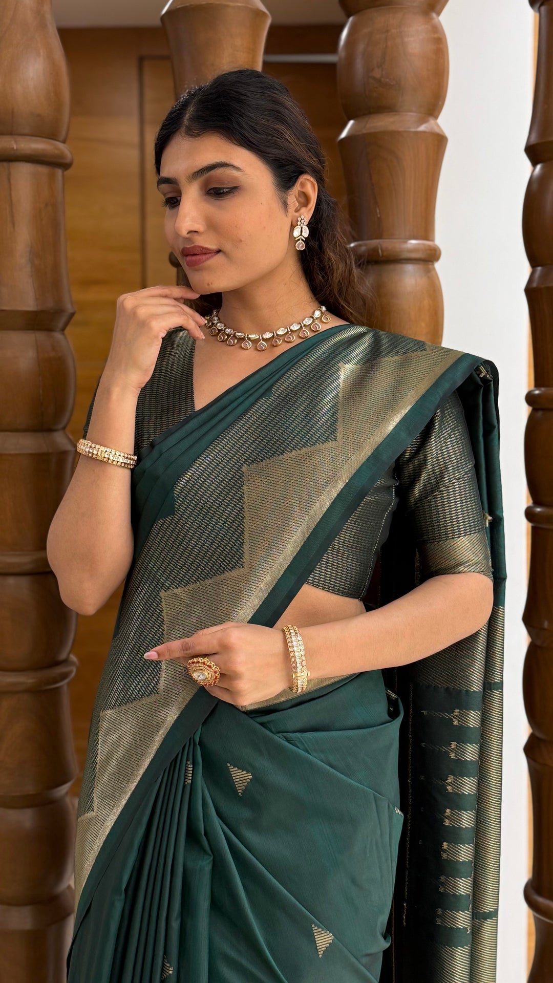 Elegant Soft Silk Saree with Geometric Zari Border Festive & Wedding Collection