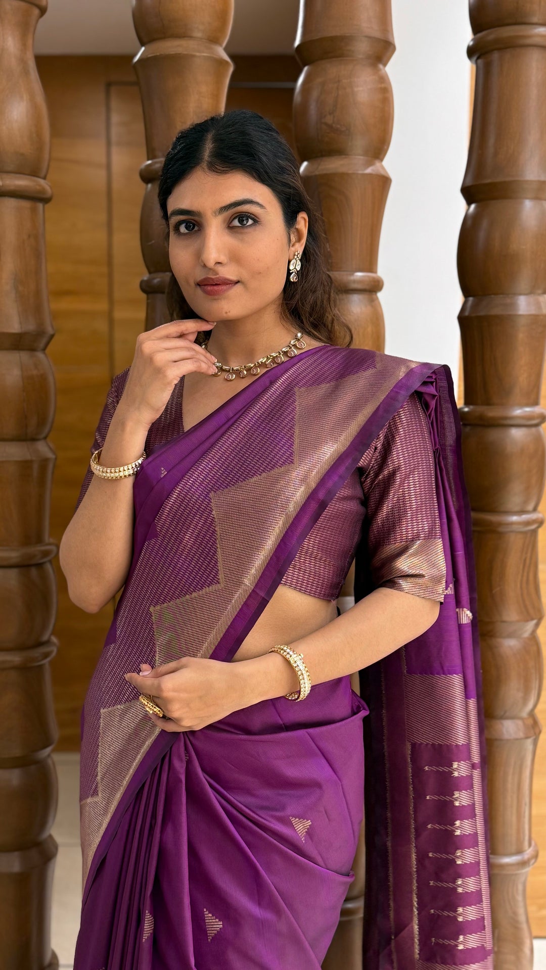 Elegant Soft Silk Saree with Geometric Zari Border Festive & Wedding Collection
