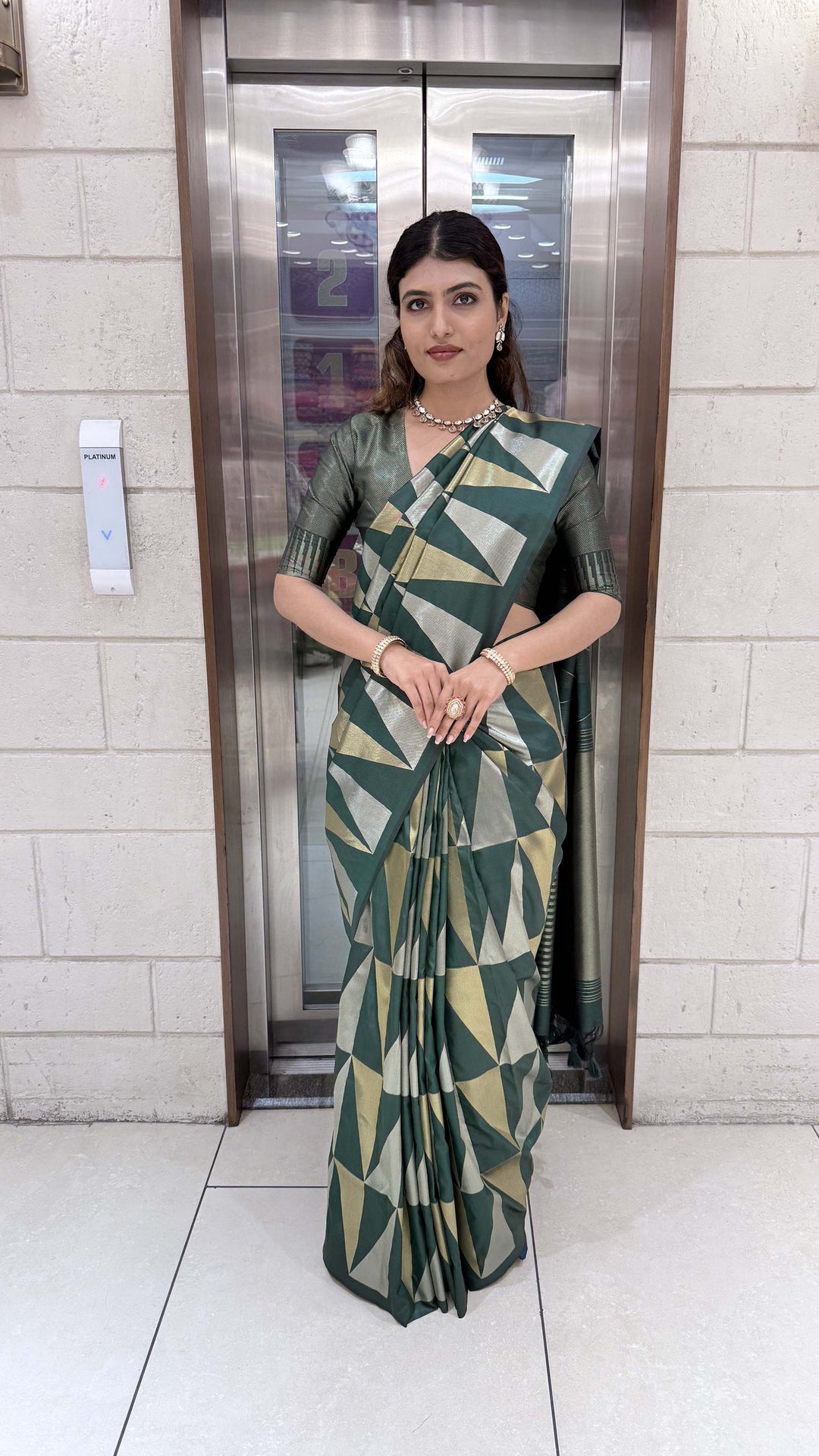 Premium Soft Silk Saree with Modern Geometric Zari Weaving