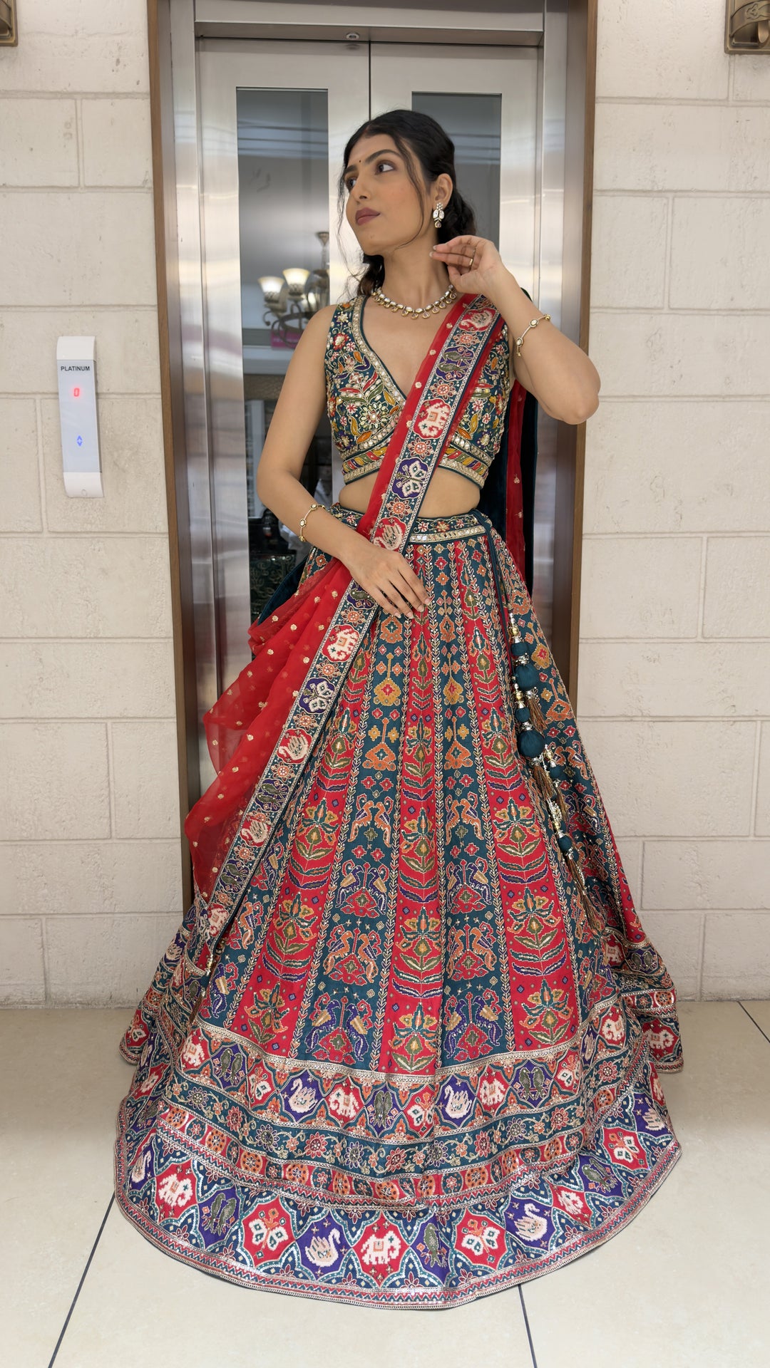 Multicolor Patola Print Lehenga Choli with Embroidered Dupatta