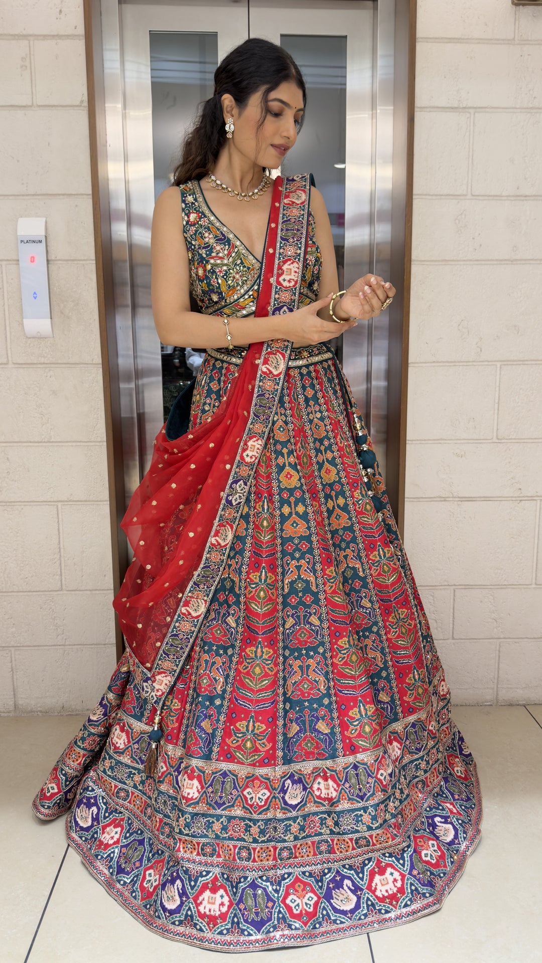 Multicolor Patola Print Lehenga Choli with Embroidered Dupatta