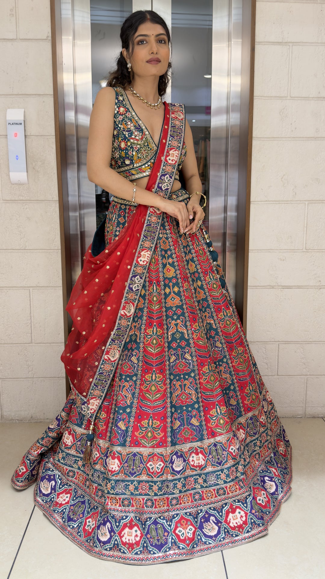 Multicolor Patola Print Lehenga Choli with Embroidered Dupatta