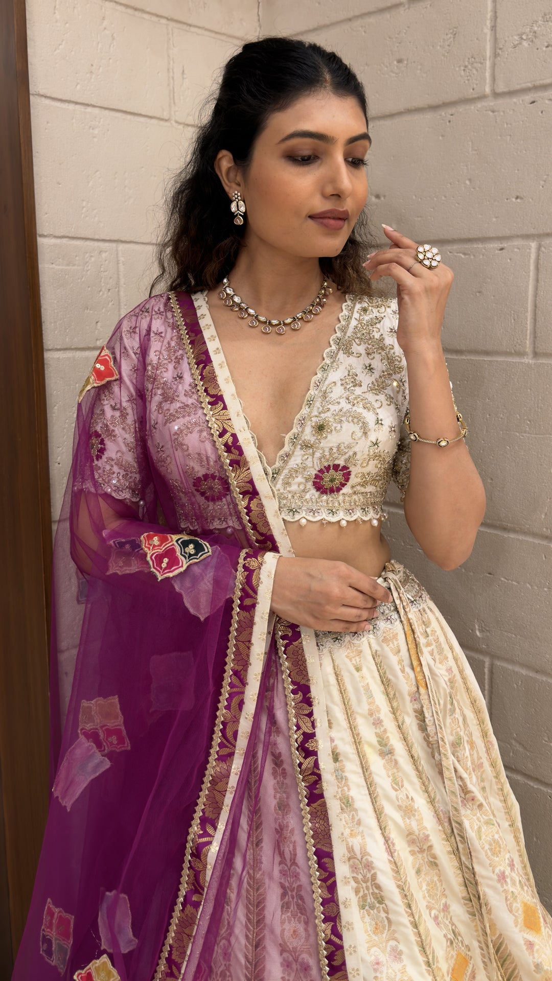 Royal Blue Designer Lehenga with Embellished Blouse & Draped Dupatta