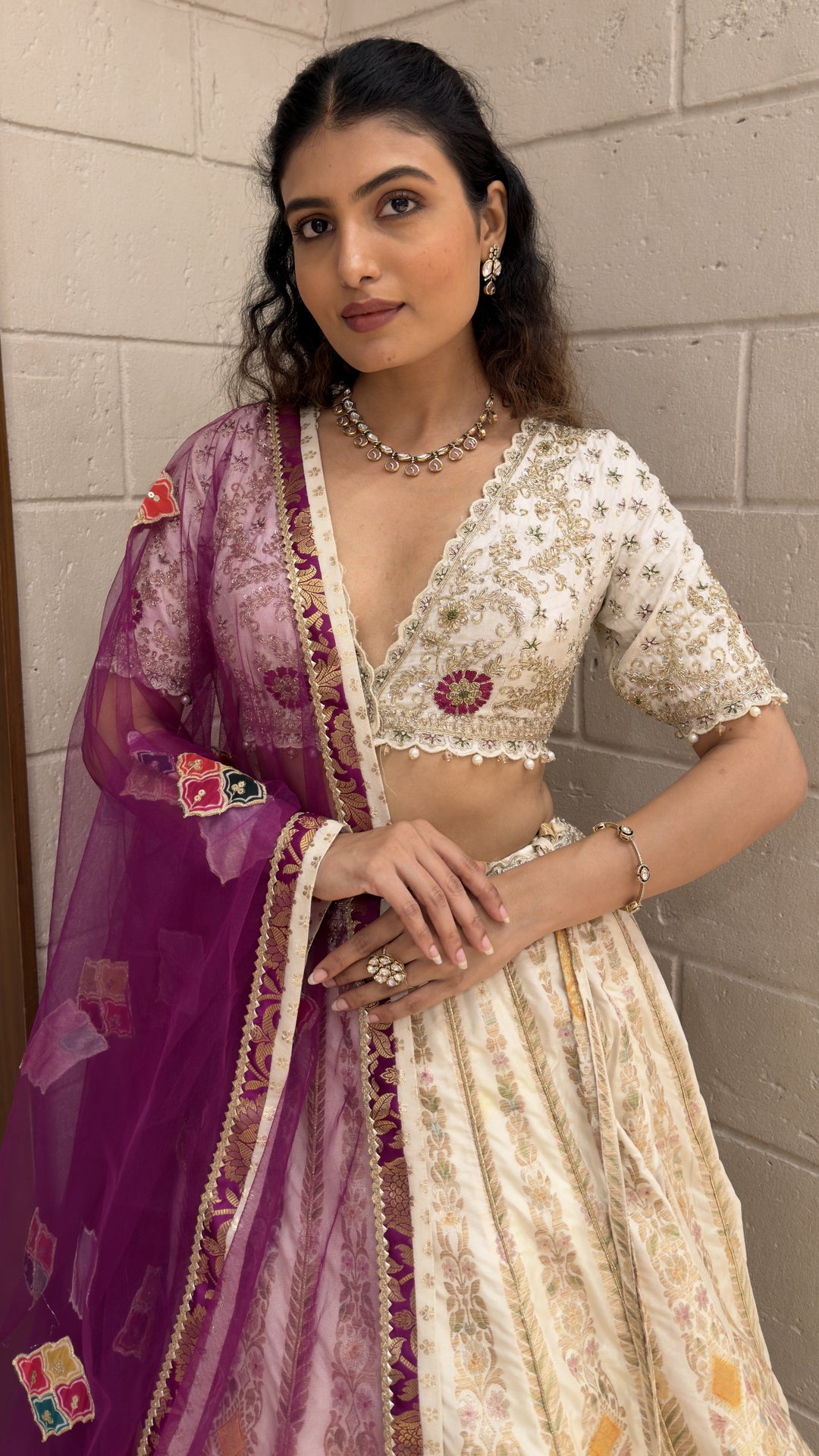Royal Blue Designer Lehenga with Embellished Blouse & Draped Dupatta