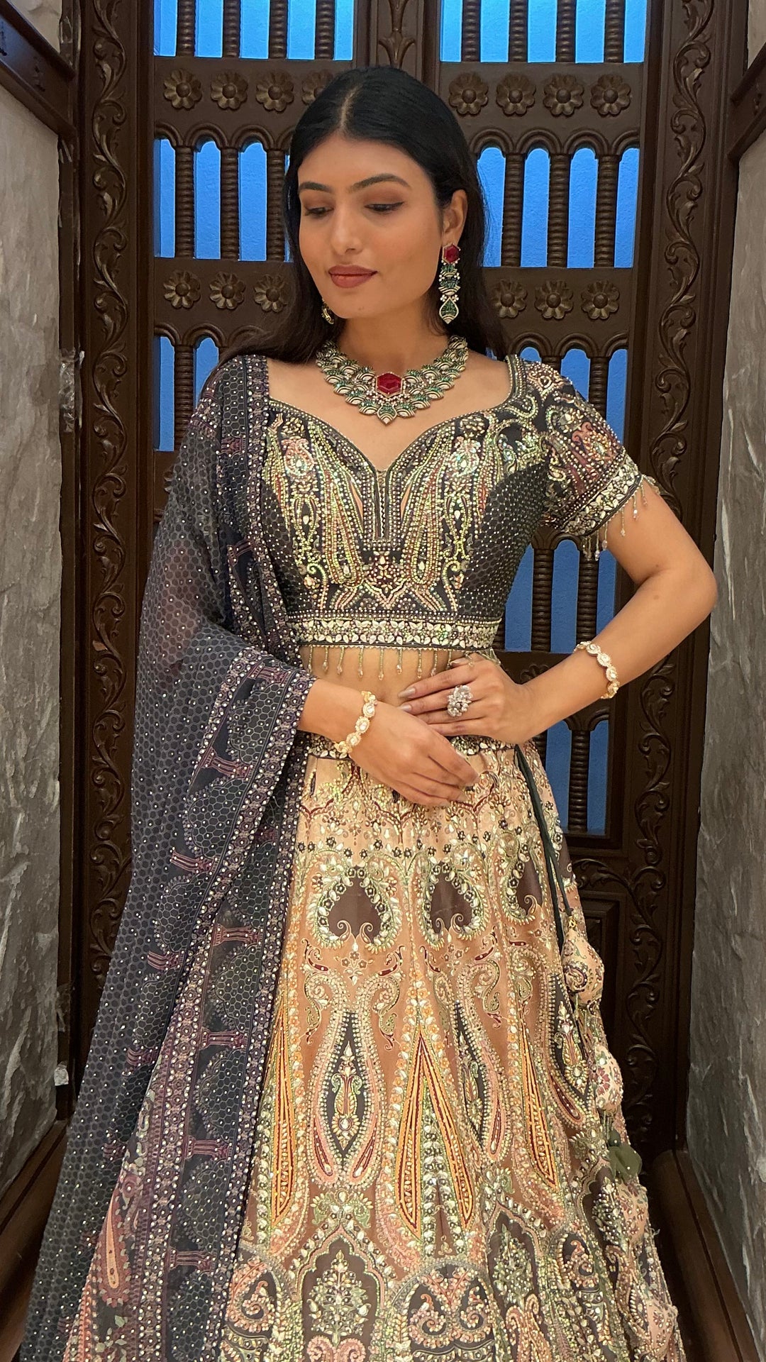 Luxury Multi-Colour Heavy Embroidered Designer Lehenga Set with Dupatta