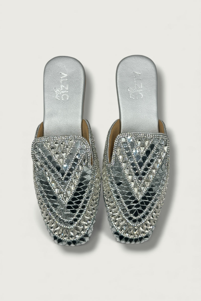 Premium Silver Mirror-Work Jutti – Bridal & Festive Designer Footwear