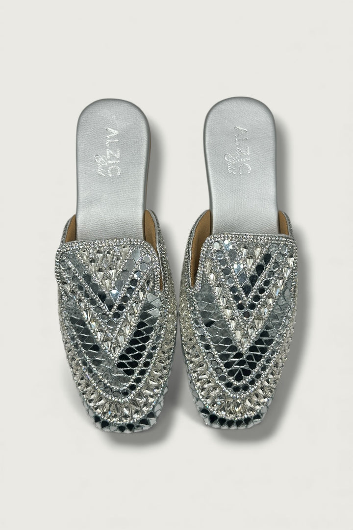 Premium Silver Mirror-Work Jutti – Bridal & Festive Designer Footwear