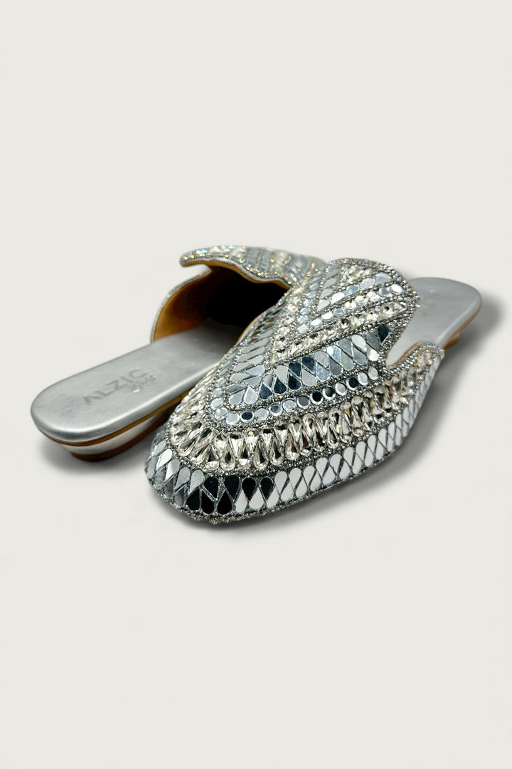Premium Silver Mirror-Work Jutti – Bridal & Festive Designer Footwear
