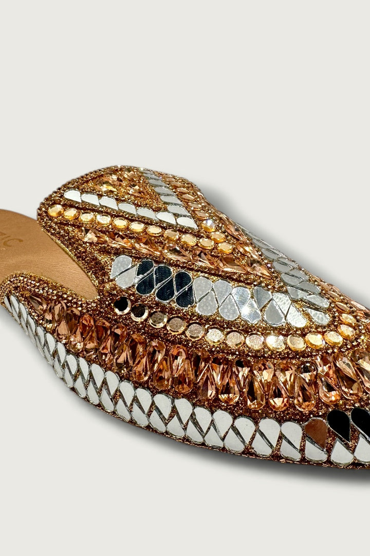 Gold & Silver Mirror-Work Slip-On Jutti – Premium Bridal & Festive Footwear