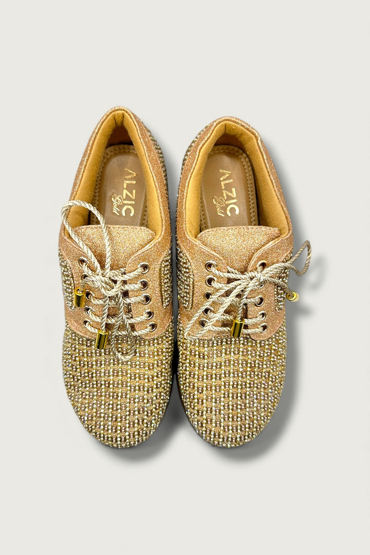 Gold Embellished Platform Sneakers – Designer Ethnic Fusion Footwear
