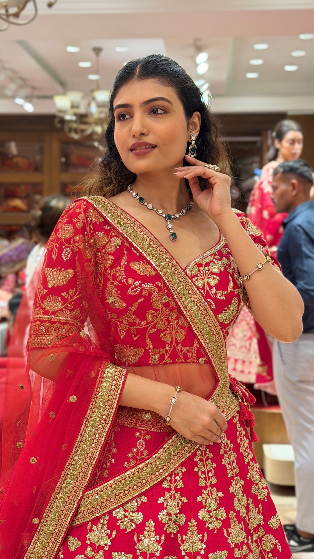 Crimson Red Heavy Embroidered Bridal Lehenga Choli with Designer Dupatta